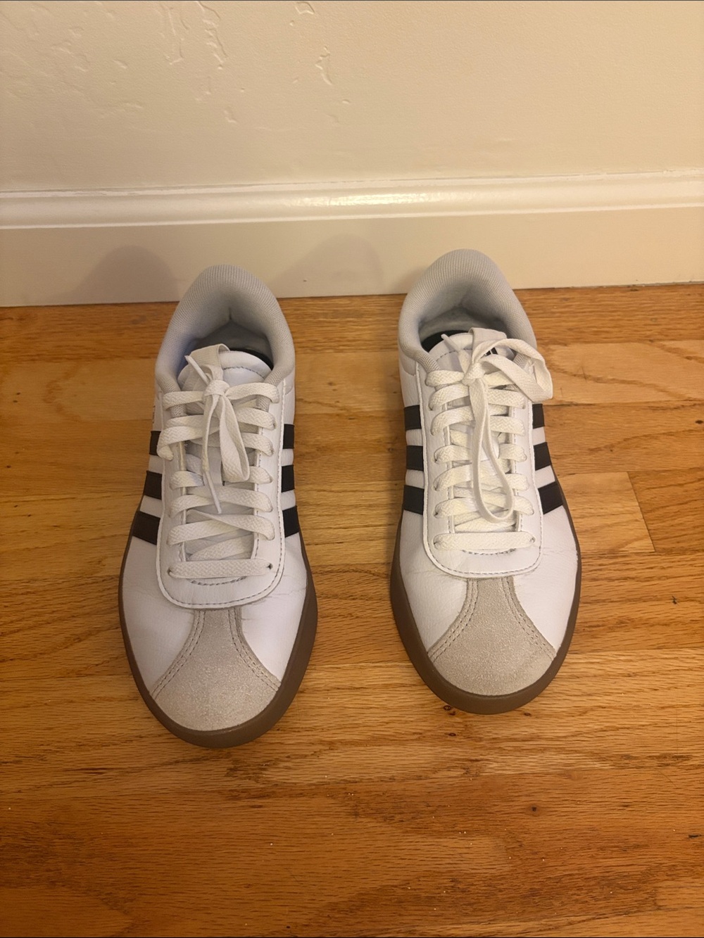 adidas Women's White Sneakers with Black Stripes